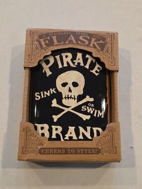 Black Stainless Steel Flask - Pirate Sink or Swim Design